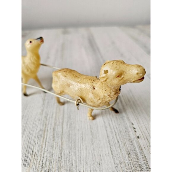 Antique Japan celluloid Santa reindeer plastic as is display sleigh - Picture 2 of 13